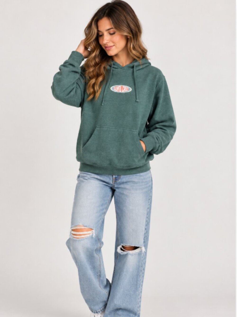 Santa Cruz Skateboards Retro Oval Logo Green Pullover Hoodie Sz Small